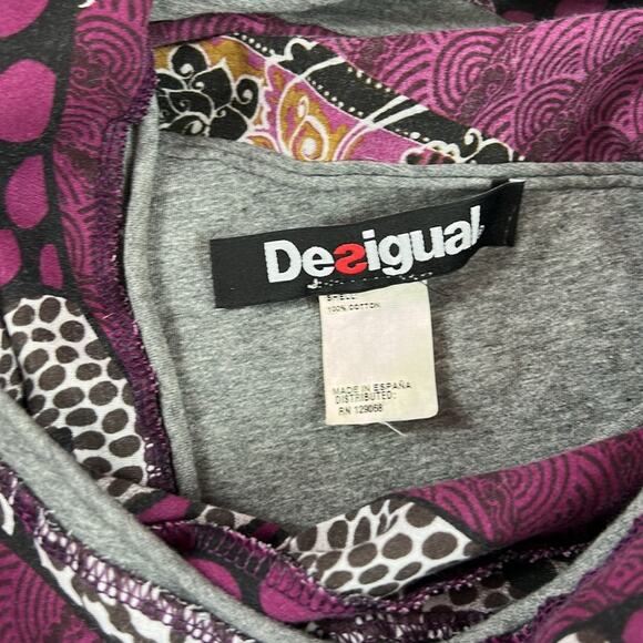 Desigual long sleeved cowl neck graphic print  fit and flare dress, size Med - L - Picture 8 of 11